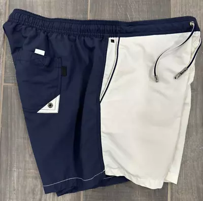 NWOT HUGO BOSS White Navy Blue Swim Trunks Board Shorts XXL SNAPPER • $40