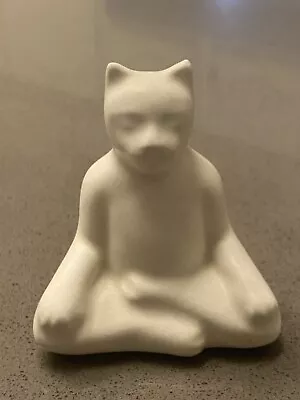 Meditating Venice Clay Buddha Cat Porcelain Ivory White  Finish 3.5” Tall • $24