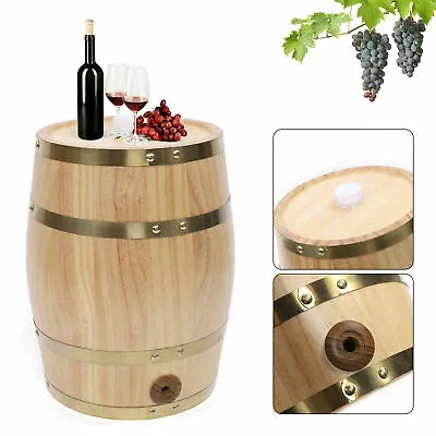 10L Oak Barrel Cask Wooden Storage Wine Brandy Whiskey Beer Dispenser Keg US • $53.20