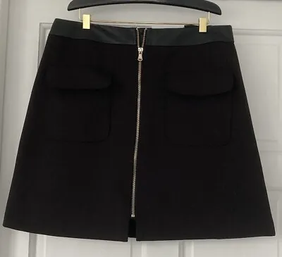 Black F&F Pockets & Zip Front Detail Skirt Size 12 • £1.99