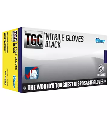 100 Pk Disposable Gloves TGC Workgear Black Nitrile Gloves XS S M L XL • $29.95