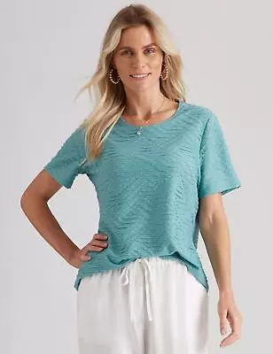 $14.78 • Buy Millers Short Sleeve Textured Scoop Neck Top Womens Clothing  Tops Tunic