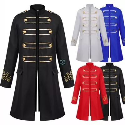 Royal Mens Military Formal Prince Coats Blazer Jacket Gold Buttons Dress Long Sz • $61.76