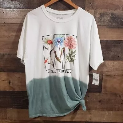 $19.99 • Buy Cold Crush NWT Wildflowers Green Dip Dye Graphic Shirt Woman's Size 1X