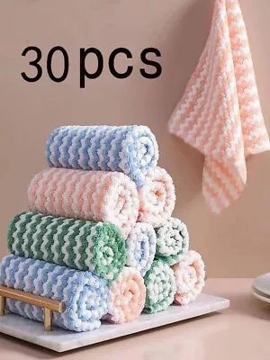 30pcs Thickened Coral Fleece Non-stick Oil Lazy Dishcloth Kitchen Cleaning • $9