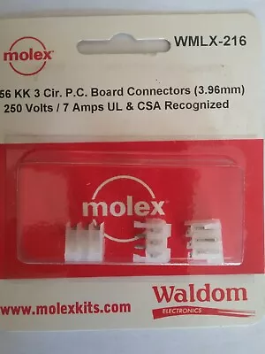 Waldom/Molex WMLX-216  3 Circuit KK 156  P.C. Board Mount   • $3.95