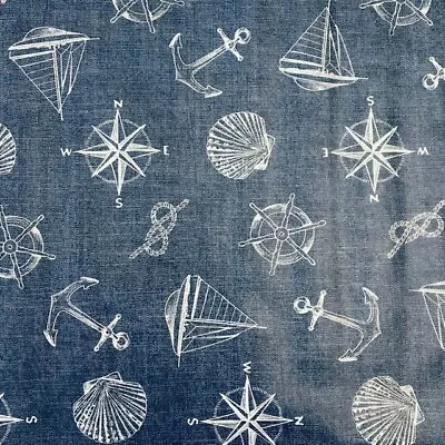 £11.99 • Buy Vinyl Pvc Tablecloth Blue Boats, Ropes And Anchor Backed Plastic Wipe Clean (298