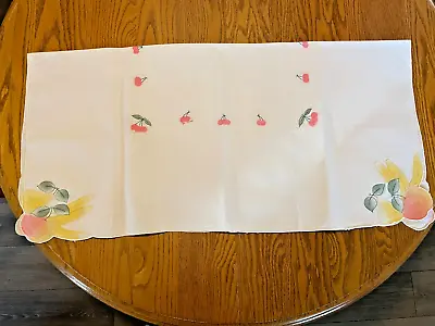 Vintage Card Table Topper Tablecloth Fruit Yellow Peach Pink EUC • $11