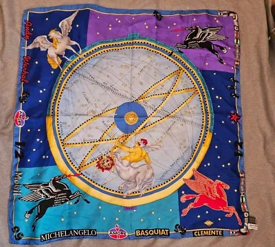 Vintage Atelier Versace Silk Scarf Artists Zenith And Gasoline 34  Square • $100