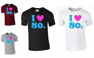 I Love Heart 80s The 80's Retro Unisex Pop Fancy Dress Costume (80's T SHIRT ) • £5.99