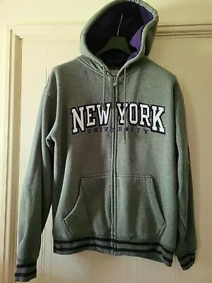 Mens New York University Hoodie Grey / Purple Size Medium Gc • £19.99