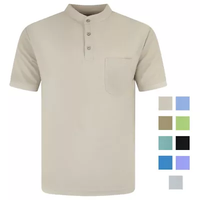 Charles Norton Men’s Polo Shirt With Chest Pocket Grandad Polo T Shirt M-2XL • £12.25