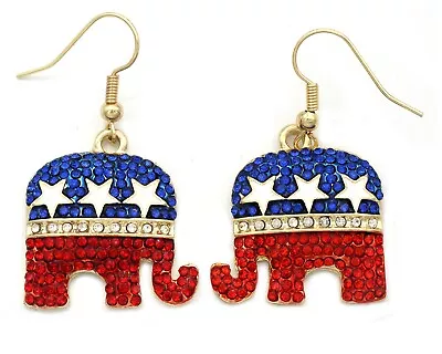 Cocojewelry GOP Republican Party Elephant 4th Of July Red Blue Dangle Earrings • $12.99