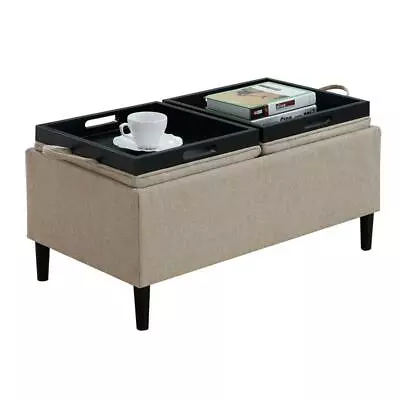 Designs4Comfort Magnolia Storage Ottoman With Trays In Beige Fabric • $131.98