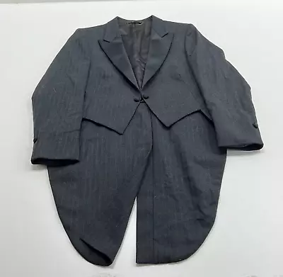 Men's Gray Wool Peak Lapel Tailcoat Tuxedo Blazer Size 39R Made In USA • $19.99