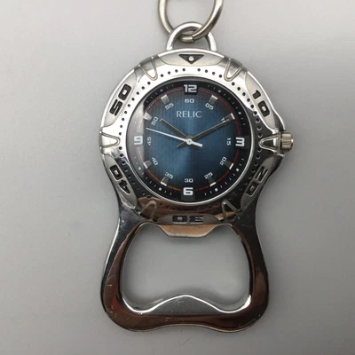 $21.24 • Buy Relic Carabiner Watch Men Silver Tone Blue Dial 42mm New Battery