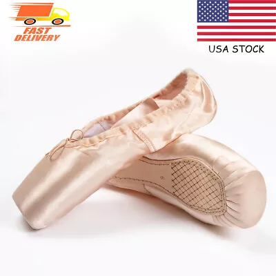 Professional Ballet Pointe Dance Shoes With Ribbons And Toe Pads For Women&Girl  • $18.95