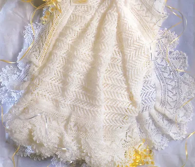 Knitting Pattern -  Lacy Baby Shawl- Knitted In 2 Ply- 50  Square. Gorgeous • £2.15