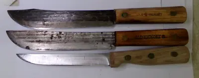 $25 • Buy 3 Vintage Knives - 2 OLD HICKORY 11.75  Butcher + 1 CHICAGO CUTLERY #61S