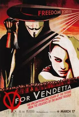 V FOR VENDETTA Movie POSTER 27 X 40 Natalie Portman Hugo Weaving Sinéad Cusack C • $24.95