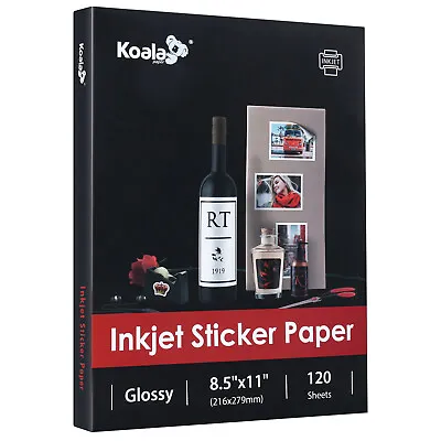 Koala Glossy Sticker Paper Inkjet Printer 8.5x11 120 Sheets Photo Sticker Paper • $19.79