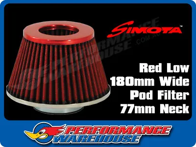 $25.90 • Buy Simota Power Stack Low 180mm Wide Pod Air Filter Red Top Red Element 77mm Neck