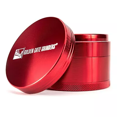 Golden Gate Grinders Herb Crusher Aluminum Spice Grinder 2.5 Inch 4 Piece Red • £27.50