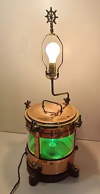 Vintage Copper & Brass Ships Masthead Lantern Nautical Table Lamp - Unique! • $950