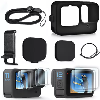 For GoPro Hero 12 11 10 9 Accessories Kit Black Silicone Sleeve Protective Case. • $18.90