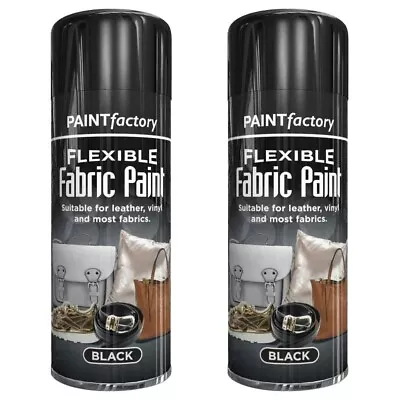 2X Black Flexible Fabric Spray Paint Leather Vinyl Clothes Fast Drying 200ml • £8.99