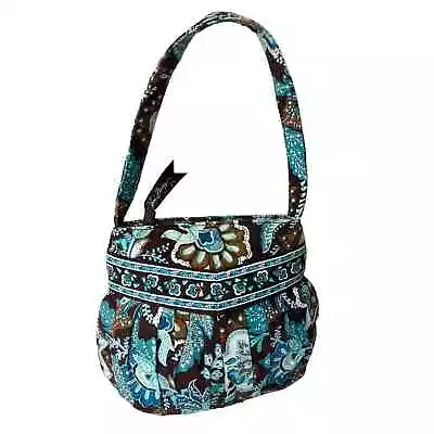 Vera Bradley Hannah Java Blue Leaf MINI SHOULDER BAG Pleated Handbag Purse 9 X7  • $20