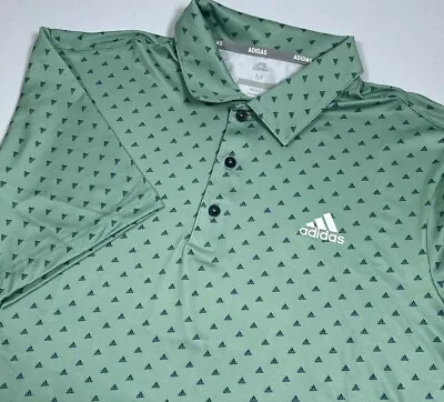 NWT Adidas Men Polo Golf Collared Shirt Green Printed Short Sleeve M L XL K2 • $32.99