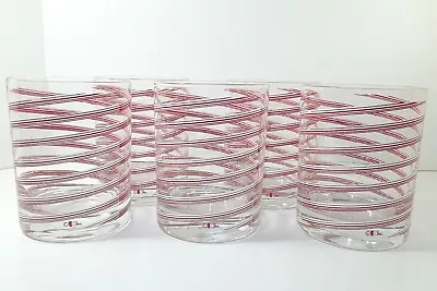 Vintage Mid Century Peppermint Swirl Double Old Fashioned Cera Set Of 5 Lowball • $32