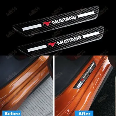 X2 Carbon Car Rear Door Welcome Plate Sill Scuff Cover Decal Sticker For Mustang • $12.99