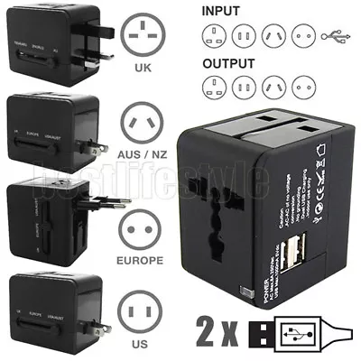 $6.95 • Buy Universal Travel Adapter USB Charger UK US EU AU Plug Converter Adaptor AC Power