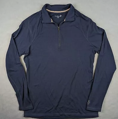 SMARTWOOL Women’s XL Merino Wool Navy Blue Base Layering 1/4 Zip Mock Neck • $35.99