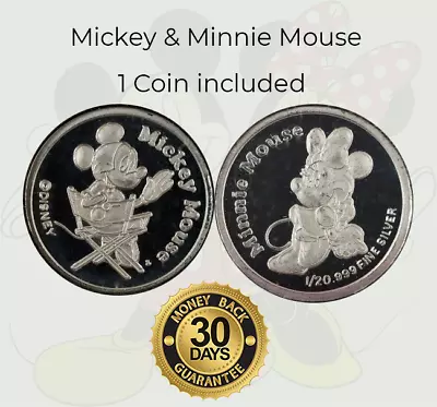 Disney Silver Coin With Mickey Mouse In The Director's Chair And Minnie Mouse • $9.99