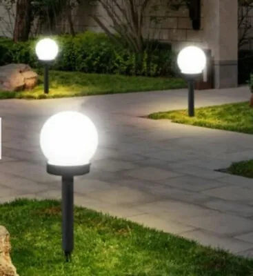 £12.99 • Buy 4 Solar LED Stake Lights Outdoor Garden Globe Lamps Round Ball Pathway Security 