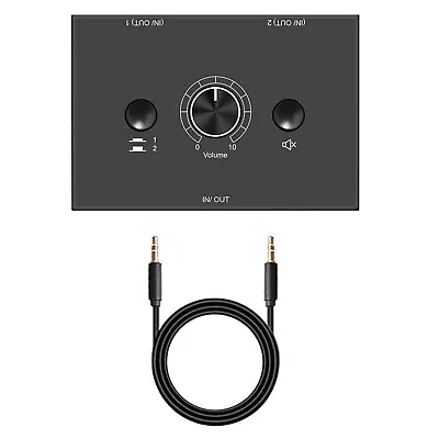 2 Way 3.5mm Stereo Audio Switcher Splitter Box 2 In 1 Out / 1 In 2 Out 1x2 / 2x1 • £19.06