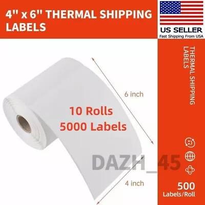 4x6 Direct Thermal Shipping Label For Zebra And Rollo Printers 5000 Labels • $71.18