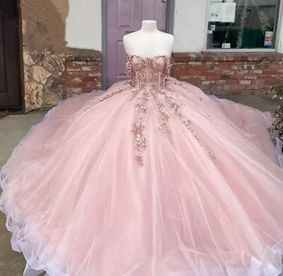 Pink Quinceanera Dresses Off The Shoulder Sweet 15 16 Party Pageant Ball Gowns • $152.72