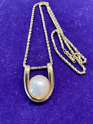 Mabe Pearl Omega Slide 14k Pendant And 18” 14k Rope Chain • $475