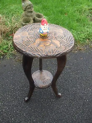 Antique Liberty Carved Japanese Lamp Table Neat Size Fast Economy Delivery • £160