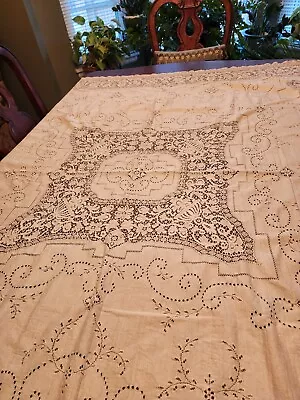 Vintage Antique Quaker Lace #6030 Tablecloth Ecru • $49.99