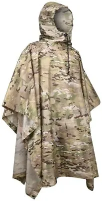 $49.98 • Buy LOOGU Hooded Rain Poncho, Camo Military Emergency Raincoat For Adult Men & Women