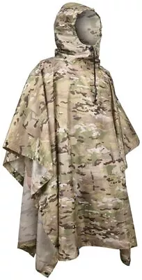 LOOGU Hooded Rain Poncho Camo Military Emergency Raincoat For Adult Men & Women • $49.30