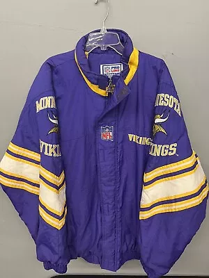 Vintage 90’s Minnesota Vikings Pro Line Starter Full Zip Puffer Jacket Sz XL • $150