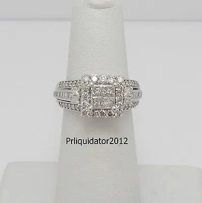 1CT Diamond Halo Frame Solitaire Engagement Wedding Bridal Ring 10K White Gold • $599.99