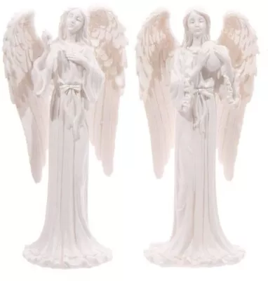 Pair Of 2 White Guardian Angel Statues  20cm Tall Memorial Figurines Gift Boxed • £19.90