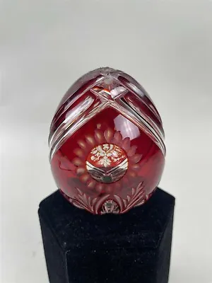 Ruby Red Cut Clear Crystal Floral Swirl Glass Fabrege Modern Egg Russia Made • $149.99